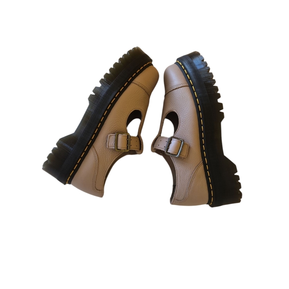 Dr Martens Bethan Pisa Leather Chunky Platform Mary Janes Vintage Taupe Size 8 - Picture 7 of 15